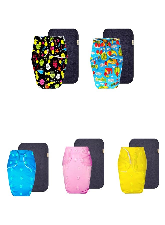 Dumbledo Premium Cloth Diaper with Black Insert (Pack of 5) | Snug Fit | Breathable | Easy to Clean | Trusted by Moms | 3 Months - 3 Years | Unisex Baby - Image 1