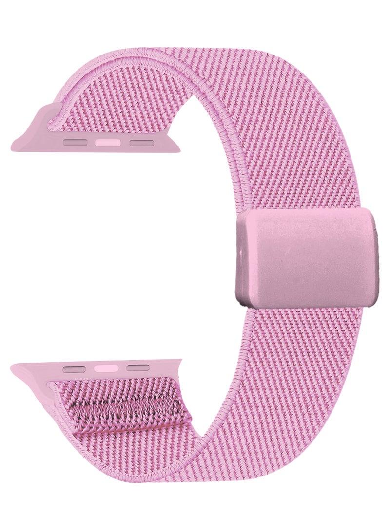 Magnetic Clasp Band for Apple Watch 49mm 45mm 44mm 42mm (Series 1-3), Nylon Elastic Stretchy Strap Compatible with iWatch Series Ultra 10-1 - Pink - Image 1