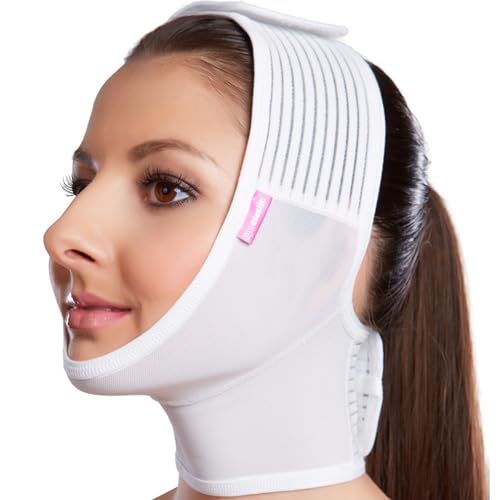Lipoelastic  LIPOELASTIC- FM الإضافي- قناع ضغط لرفع الذقن والرقبة بعد الجراحة للنساء والرجال مع مشبك فيلكرو (X كبير، X-كبير) - Image 1