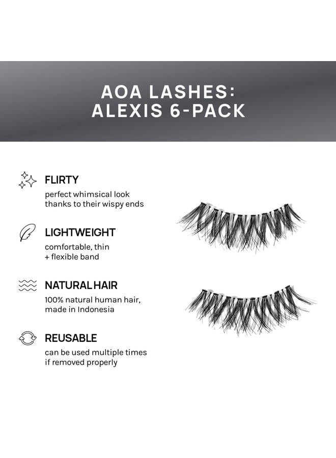 AOA Studio 6 Pairs Alexis Natural Handmade False Eyelashes with Glue and Tweezer Lash Kit Natural Volume Reusable Fake Eyelashes 100 Percent Handmade Cruelty Free - Image 4