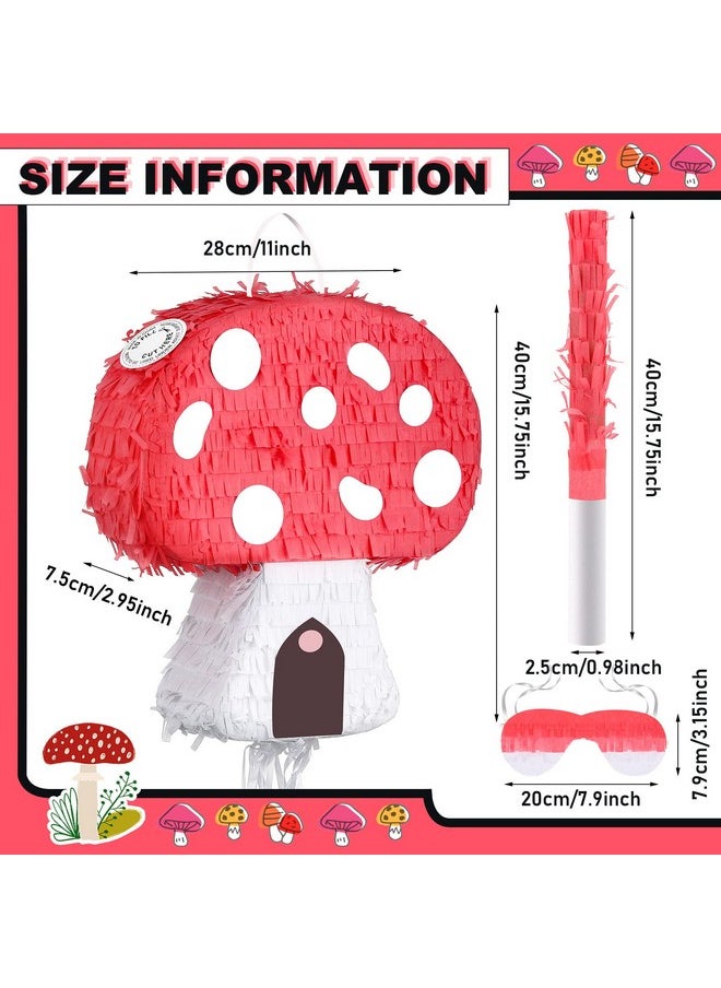Mushroom Pinata 3D Mushroom Shaped Pinata Party Pinata Include Mushroom Pinata Stick And Blindfold For Forest Jungle Theme Fairy Party Baby Shower Garden Wedding Decoration