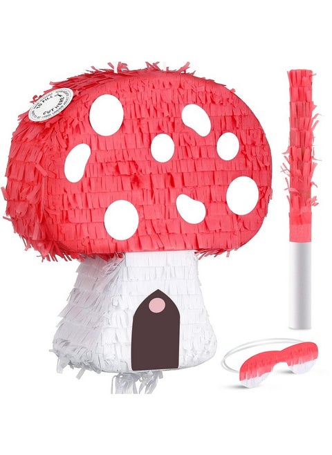 Mushroom Pinata 3D Mushroom Shaped Pinata Party Pinata Include Mushroom Pinata Stick And Blindfold For Forest Jungle Theme Fairy Party Baby Shower Garden Wedding Decoration