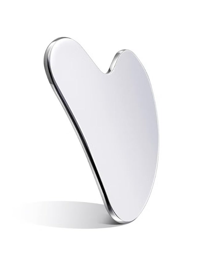 Nuanchu Stainless Steel Gua Sha Facial Tools Guasha for Face Metal Gua Sha Tighten Skin Massage Guasha Beauty Tool for Body Eyes Neck Massager with Travel Pouch Skin Care Gifts (Silver)