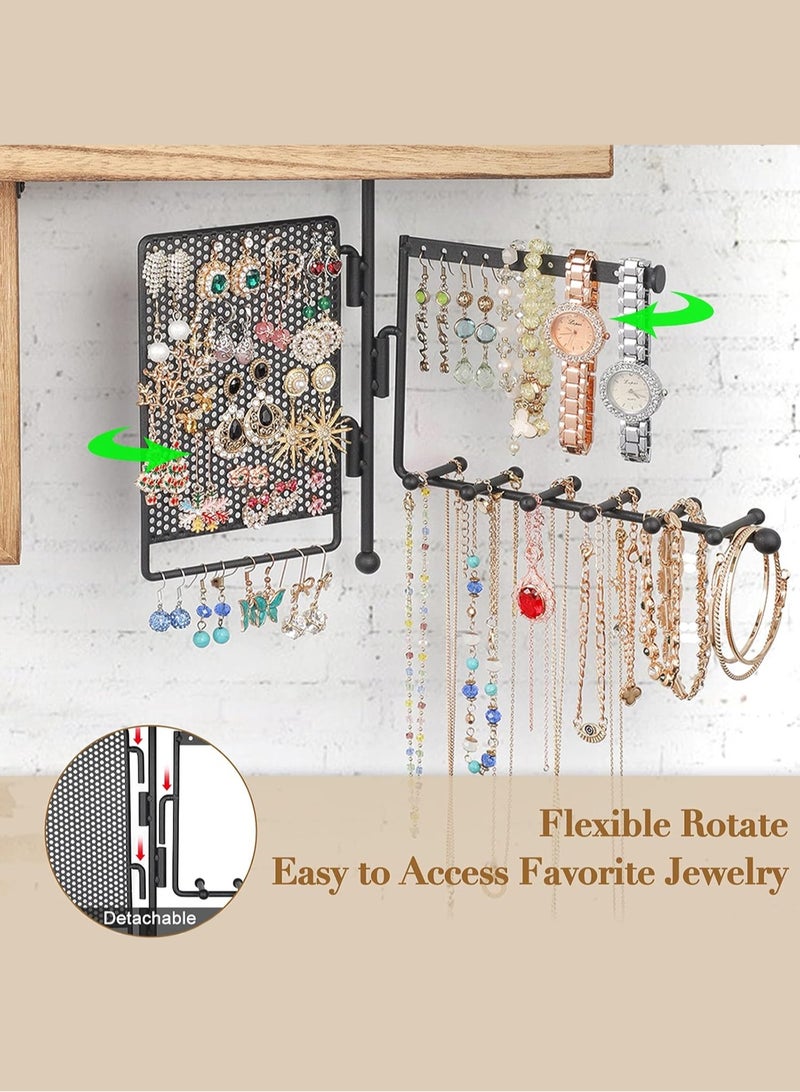 LOOPITYS Hanging jewelry storage rack, wooden storage rack, ring display box, earring and earring rack, rotatable necklace storage rack, used for jewelry display and storage - Image 4