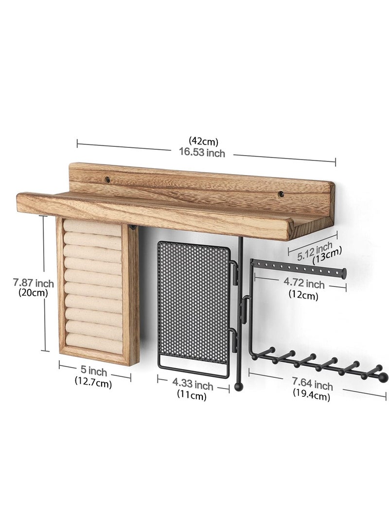 LOOPITYS Hanging jewelry storage rack, wooden storage rack, ring display box, earring and earring rack, rotatable necklace storage rack, used for jewelry display and storage - Image 5