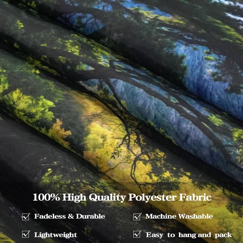 AMM Nature Forest Mountain Tapestry Green Pine Tree Tapestry for Bedroom Aesthetic White Clouds Flowing River Landscape Classroom Tapestries Wall Hanging for Living Room Dorm Office - Image 5