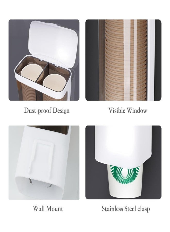 Septe Cup Dispenser Wall Mounted Bathroom Cup Holder, 3oz-5oz Disposable Cup Dispenser for Home,Office (White) - Image 3