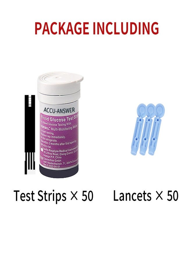 Edga ACCU-Answer 50 Test Sugar Test Strips for ACCU-Answer 4-in-1 Test Meter, 50 Lancets Total Included. No Code Card Need, Accurate and Fast, Easy to Use and Read - Image 2