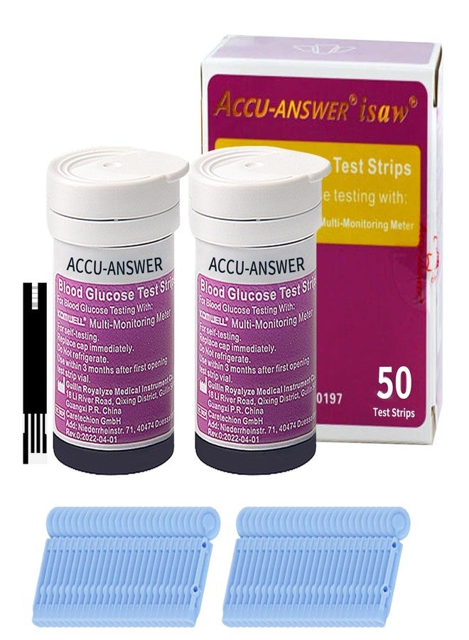 Edga ACCU-Answer 50 Test Sugar Test Strips for ACCU-Answer 4-in-1 Test Meter, 50 Lancets Total Included. No Code Card Need, Accurate and Fast, Easy to Use and Read - Image 1
