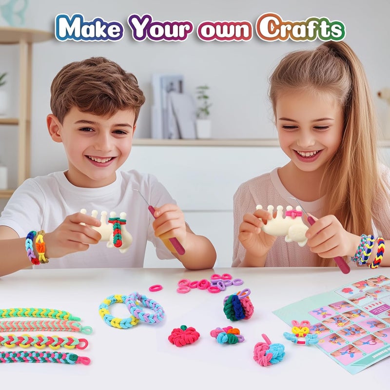 DDAI Bracelet Making Toys Refill Loops Elastic Cloth Band - Arts and Crafts Kit for Kids Weaving Loom Bracelets Kit 1000+ Colorful Fabric Loops - Birthday Gift for Girls Boys 6 7 8-12 Years Old - Image 5