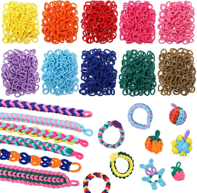 DDAI Bracelet Making Toys Refill Loops Elastic Cloth Band - Arts and Crafts Kit for Kids Weaving Loom Bracelets Kit 1000+ Colorful Fabric Loops - Birthday Gift for Girls Boys 6 7 8-12 Years Old - Image 1