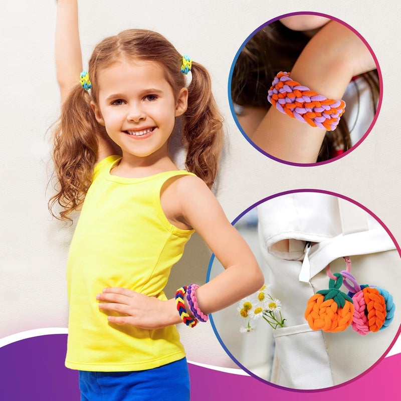 DDAI Bracelet Making Toys Refill Loops Elastic Cloth Band - Arts and Crafts Kit for Kids Weaving Loom Bracelets Kit 1000+ Colorful Fabric Loops - Birthday Gift for Girls Boys 6 7 8-12 Years Old - Image 3