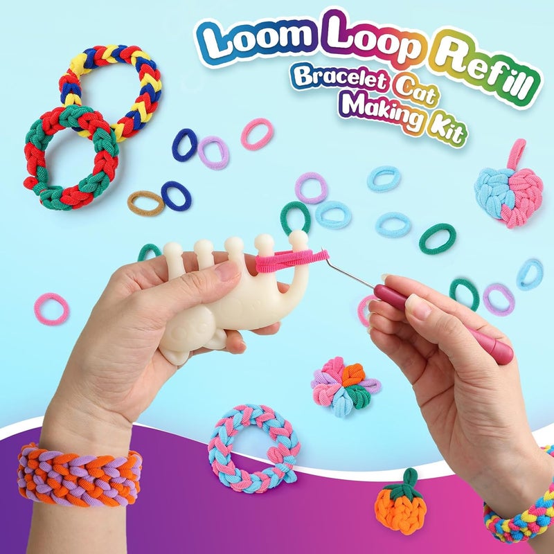 DDAI Bracelet Making Toys Refill Loops Elastic Cloth Band - Arts and Crafts Kit for Kids Weaving Loom Bracelets Kit 1000+ Colorful Fabric Loops - Birthday Gift for Girls Boys 6 7 8-12 Years Old - Image 2