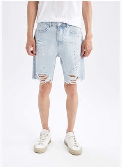 Man Slim Fit Denim Bermuda