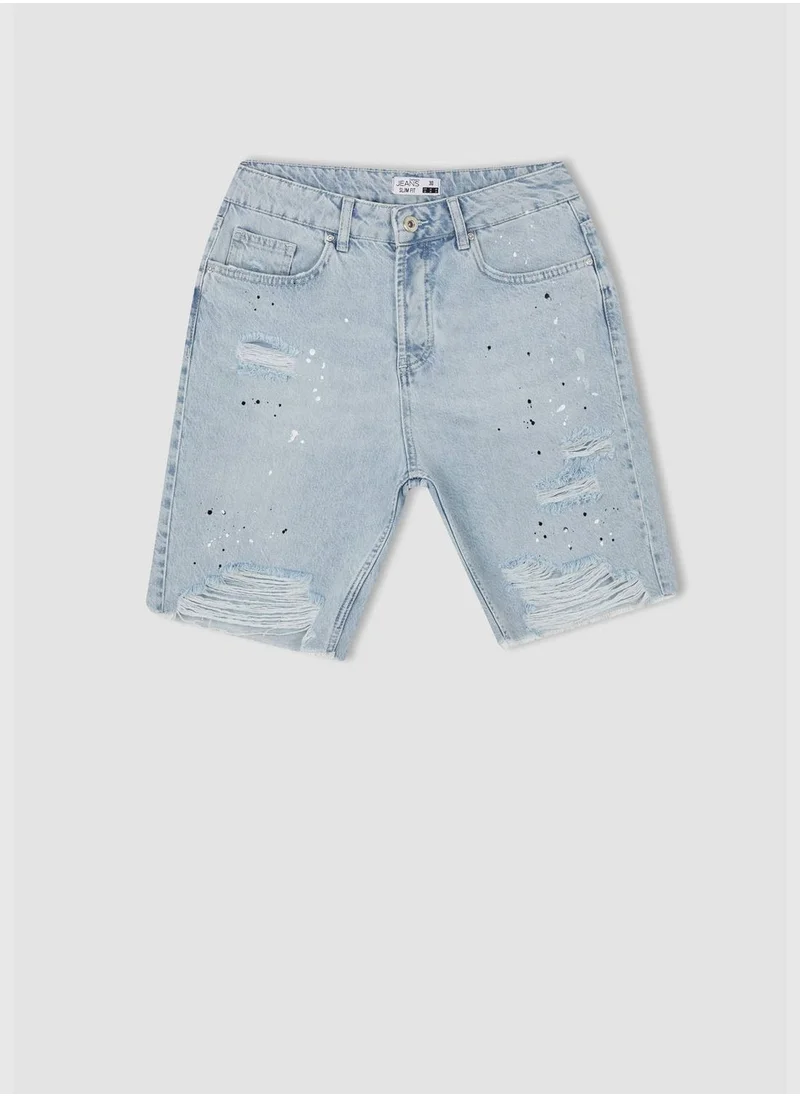 DeFacto Man Slim Fit Denim Bermuda