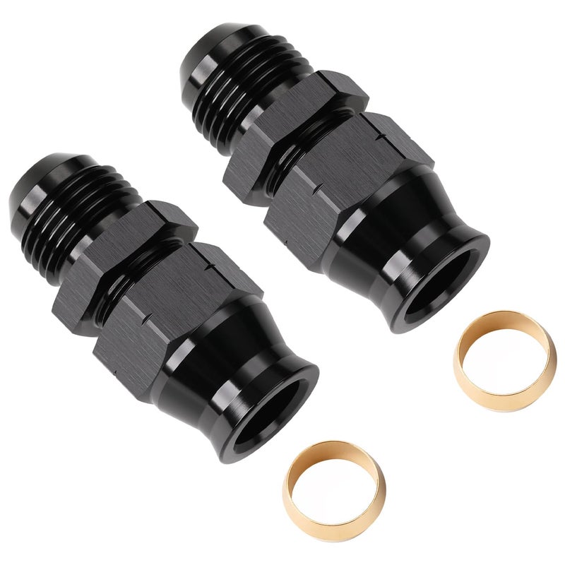 Podavelle 8AN Male Flare to 516 Hardline Compression Fitting Adapter Straight Aluminum Black 2PCS - Image 2