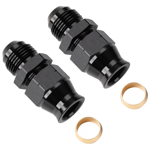 Podavelle 8AN Male Flare to 516 Hardline Compression Fitting Adapter Straight Aluminum Black 2PCS - Image 1