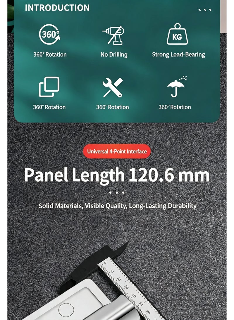 360 Degree Rotatable Shower Head Holder No-Drill Adhesive Wall Mount Adjustable Plastic Bracket - Image 4