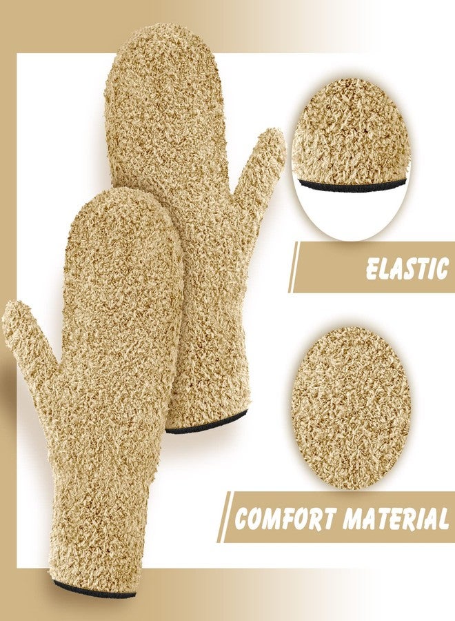 Bencailor 4 Pair Microfiber Dusting Mittens Reusable Women Cleaning Mittens with Thumb for Kitchen (Black, Dark Blue, Khaki, Gray) - Image 5