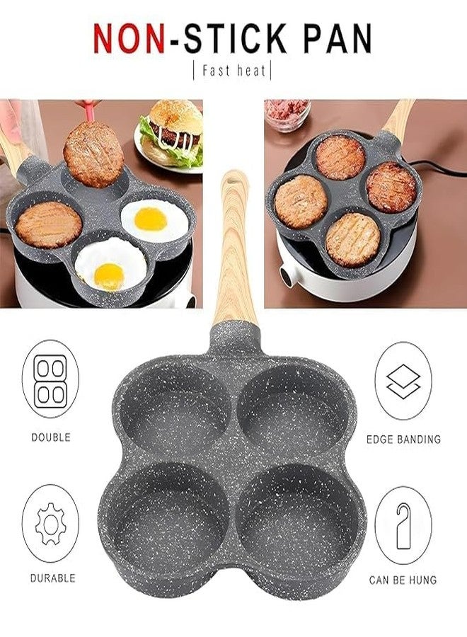 CALFHEAD Egg Frying pan nonstick Pancake Pans 4-Cups cookware 4 Hole Non-Stick Egg ham Pot Omelette 4 partition Egg pan with Handle for Multi Snack Maker - Image 2