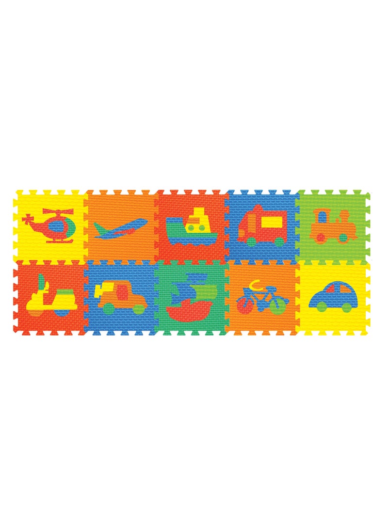 Power Joy Puzzle Mat Vehicle-Themed Design 30x30cm 10-Pieces | Floormat | Playmat | Easy to Clean | Mat for Crawling | Baby Eva Foam Mat | Water-Resistant | Ideal for Living Room, Play Room - Image 1