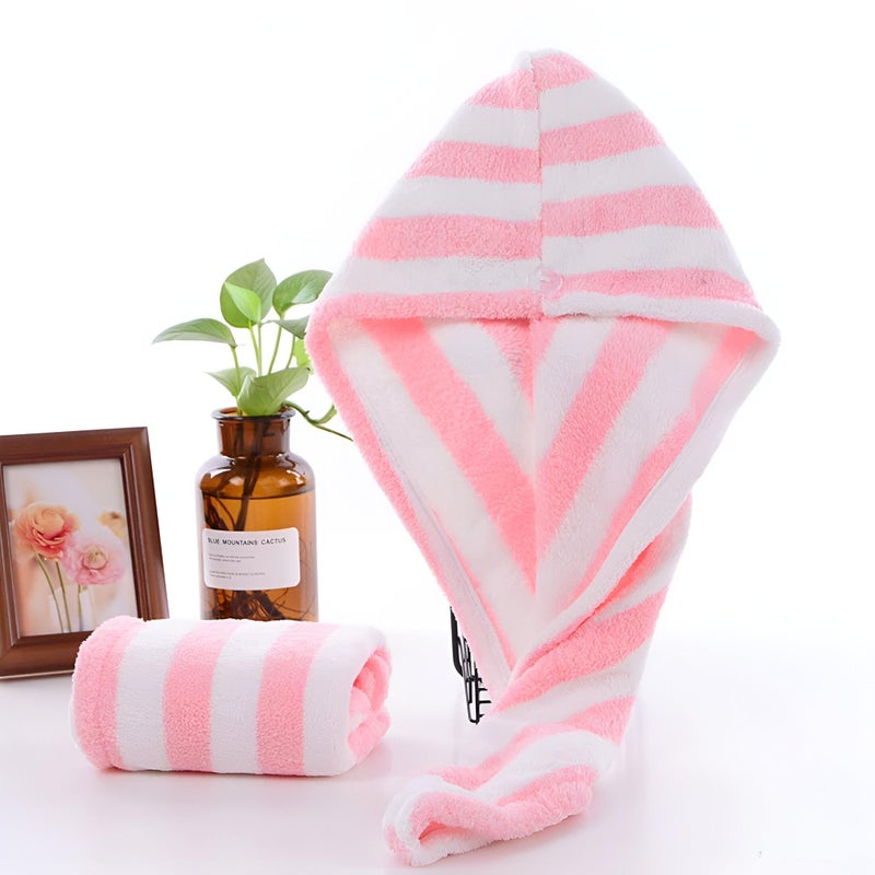 Microfiber Hair Towel Super Absorbent Soft Quick Dry Hair Towel with Button for Long Curly Hair, Twisted Design to Reduce Frizz (2 Towels) - Image 4
