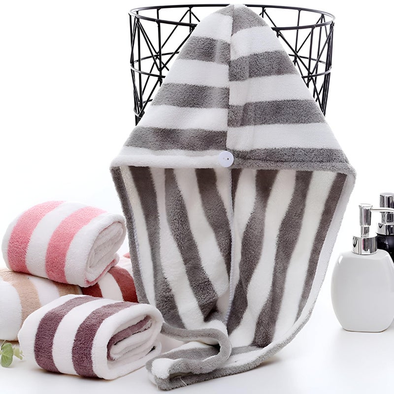 Microfiber Hair Towel Super Absorbent Soft Quick Dry Hair Towel with Button for Long Curly Hair, Twisted Design to Reduce Frizz (2 Towels) - Image 5