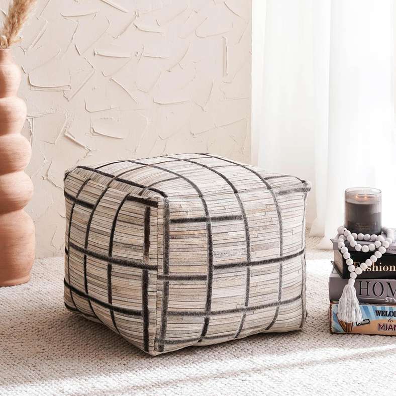 Lucas Hairon Pouf 50x50x40cm - Grey