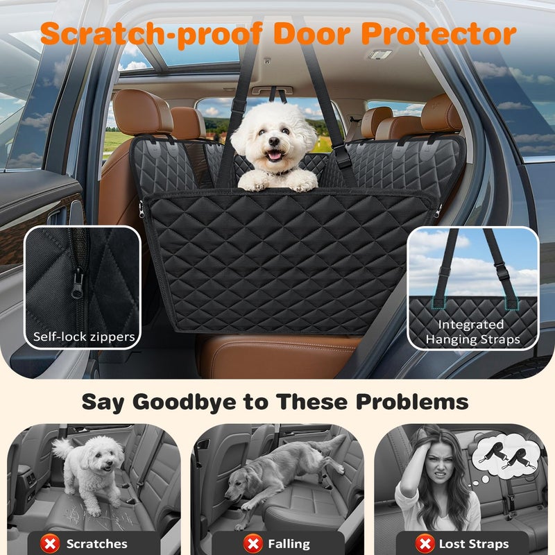URPOWER 4 in 1 Dog Car Seat Cover for Back Seat, Waterproof Dog Hammock with Mesh Window and Side Flap Pet Car Seat Protector Dogs Backseat Cover for Full Size Trucks - Image 3