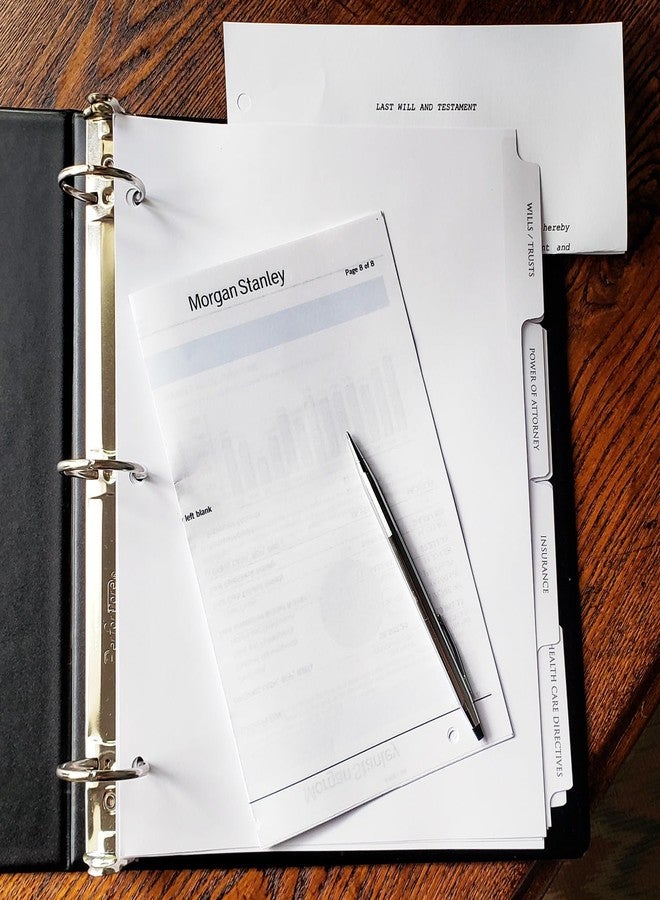Nancy Nikko Estate Planning Portfolio 3-Ring Binders – Leather Like Feel with Gold Debossed Title. Dividers and Sheet Protectors Included (Estate Planning Portfolio, Black, 1 1/2" Capacity) - Image 4