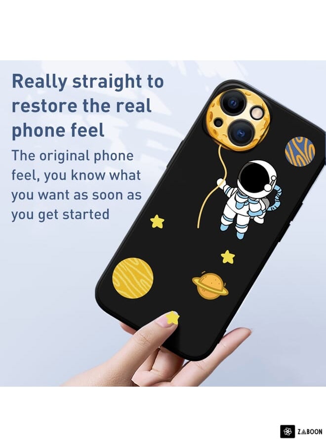For iPhone 12 Pro Hug Moon Astronaut Pattern TPU Phone Case(Black)