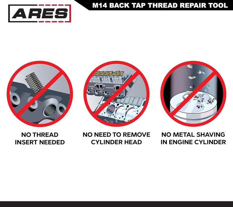 ARES 10111 – M14 Back Tap Thread Repair Tool – Collapsible Design Easily Engages and Repairs Threads from Inside Out – Keeps Metal Shavings Out of Cylinder - Image 4