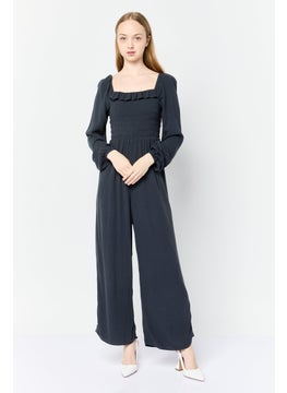 American Eagle Women Textured Long Sleeves Jumpsuits, Charcoal Grey  - Image 1