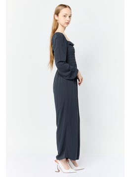 American Eagle Women Textured Long Sleeves Jumpsuits, Charcoal Grey  - Image 4