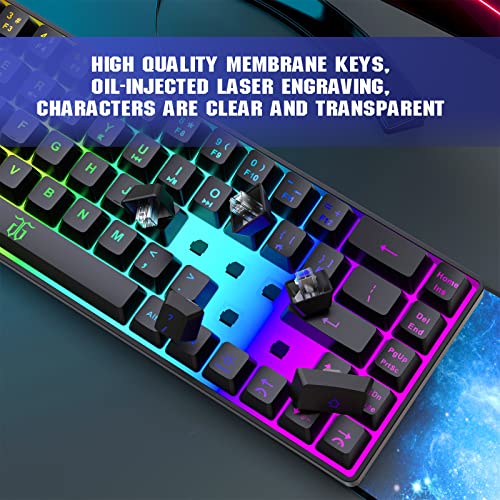 Snpurdiri 60% Gaming Keyboard, Rainbow Backlit Mini Membrane Keyboard for Windows PC Gamers(68 Keys, Black Rainbow) - Image 3