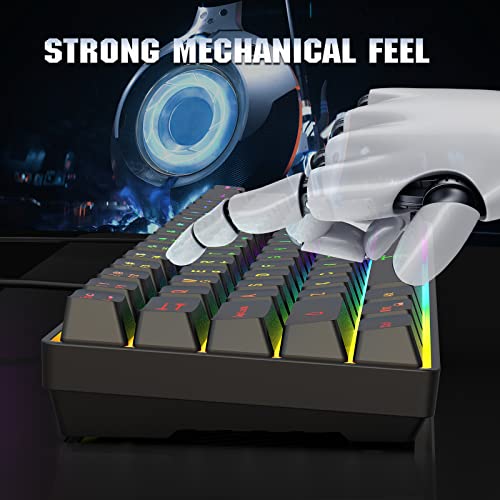 Snpurdiri 60% Gaming Keyboard, Rainbow Backlit Mini Membrane Keyboard for Windows PC Gamers(68 Keys, Black Rainbow) - Image 5