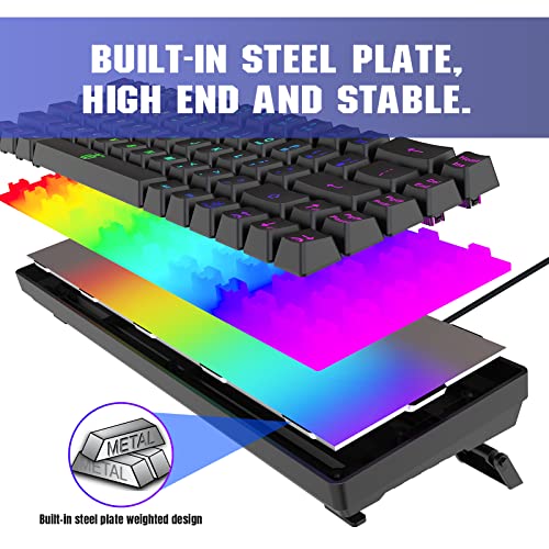 Snpurdiri 60% Gaming Keyboard, Rainbow Backlit Mini Membrane Keyboard for Windows PC Gamers(68 Keys, Black Rainbow) - Image 4