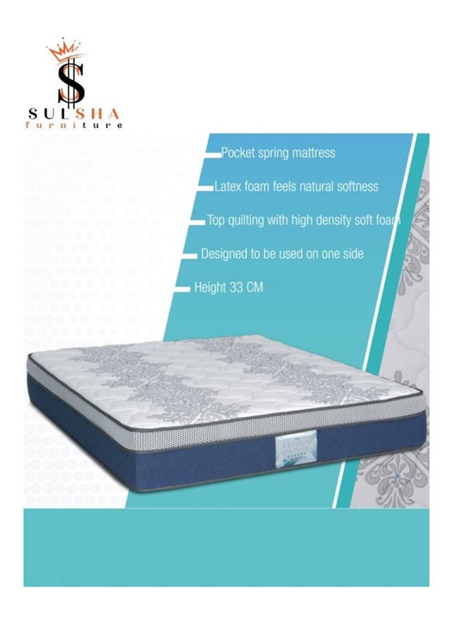 SULSHA - CROWN PRINCE Series Pocket Spring Mattress Top Quilting With High density Soft Foam Latex Foam Feels Natural Softness King Size 180x200x33 cm - Image 1