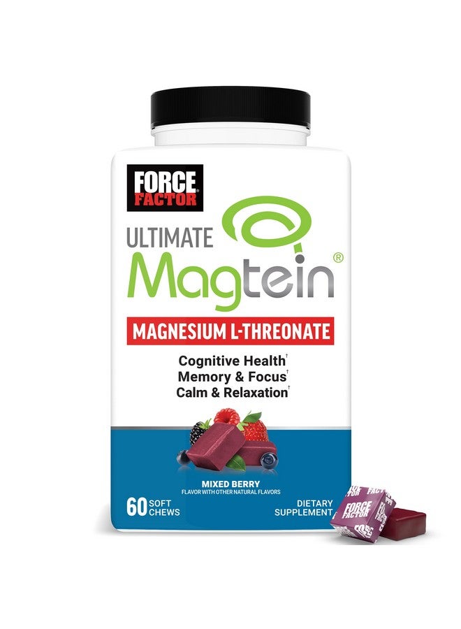 Force Factor Ultimate Magtein Magnesium L-Threonate 2000mg, Support Cognitive Function, Focus, Memory & Relaxation, Magnesium Threonate, Mixed Berry, 60 Soft Chews - Image 1