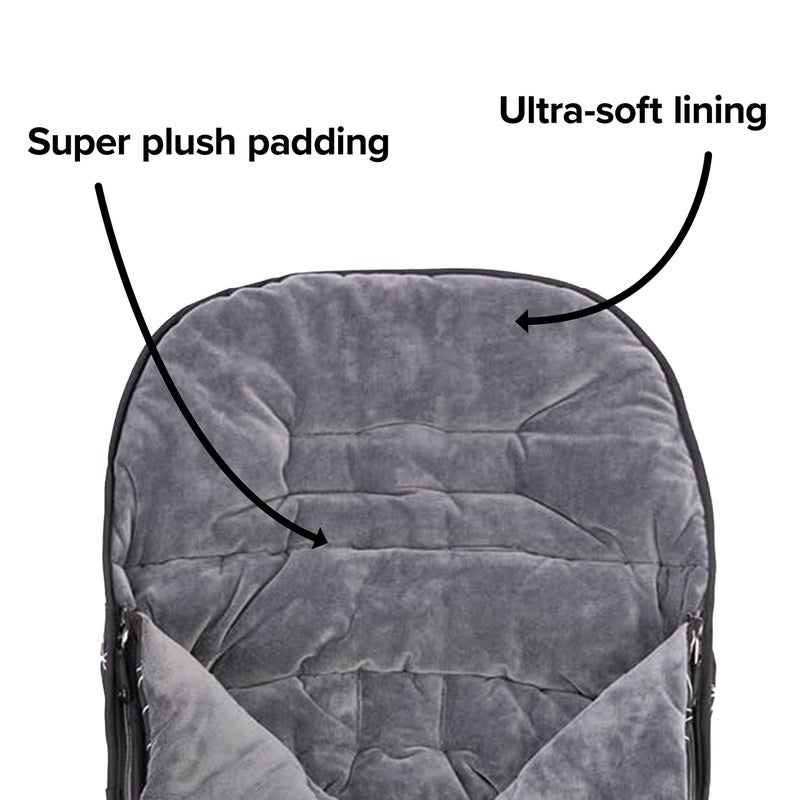 Diono Luxury All Weather Stroller Footmuff, Universal Fit from Baby to Toddler with Cozy Super Soft Padding, Weatherproof, Water Resistant Lining, Black Platinum - Image 4