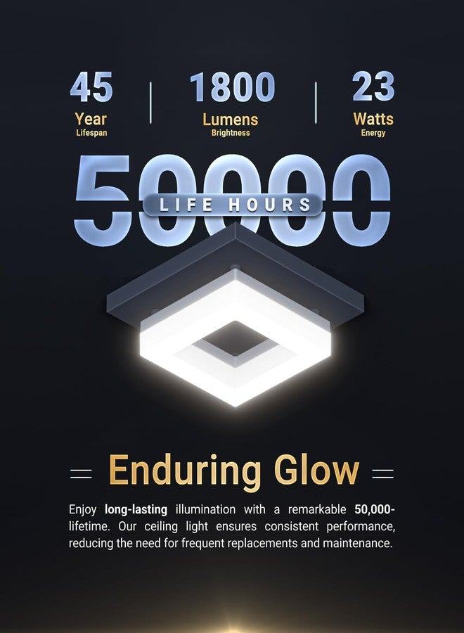 Sunco Lighting Sunco 8 Inch Square LED Flush Mount Black Ceiling Light Fixture 3000K/4000K/4500K/5000K/6500K Selectable CCT Switch 1800LM High Brightness Damp Rated. - Image 3