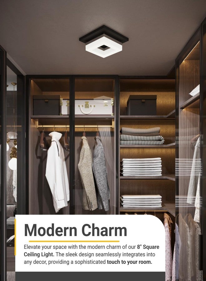 Sunco Lighting Sunco 8 Inch Square LED Flush Mount Black Ceiling Light Fixture 3000K/4000K/4500K/5000K/6500K Selectable CCT Switch 1800LM High Brightness Damp Rated. - Image 2