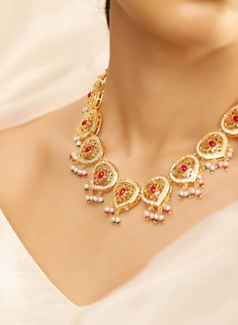 ISHIN Multi Colour Warm Metallic Plated Jewellery set