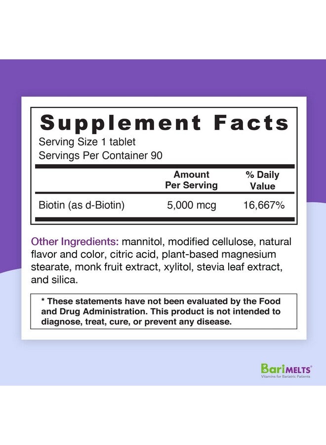 BariMelts Biotin Dissolvable Bariatric Vitamins Natural Strawberry Flavor 90 Fast Melting Tablets - Image 3