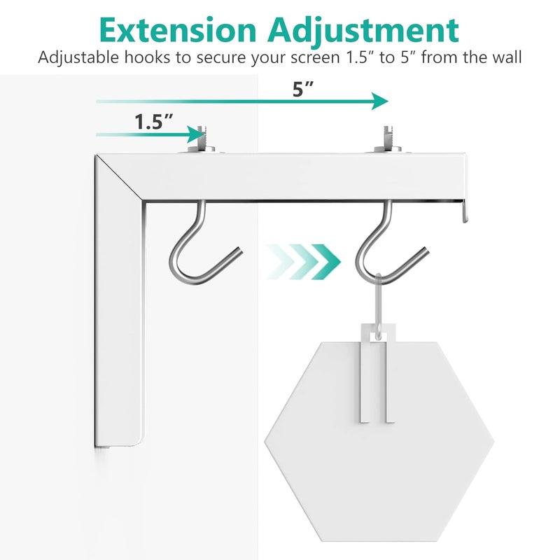 WALI Universal Projector Screen Ceiling Mount, Wall Hanging Mount L-Brackets, 6 inch Adjustable Extension with Hook Kit, Perfect Projector Screen Placement Hold up to 66 lbs (PSM001-W), White - Image 5