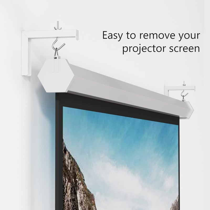 WALI Universal Projector Screen Ceiling Mount, Wall Hanging Mount L-Brackets, 6 inch Adjustable Extension with Hook Kit, Perfect Projector Screen Placement Hold up to 66 lbs (PSM001-W), White - Image 3