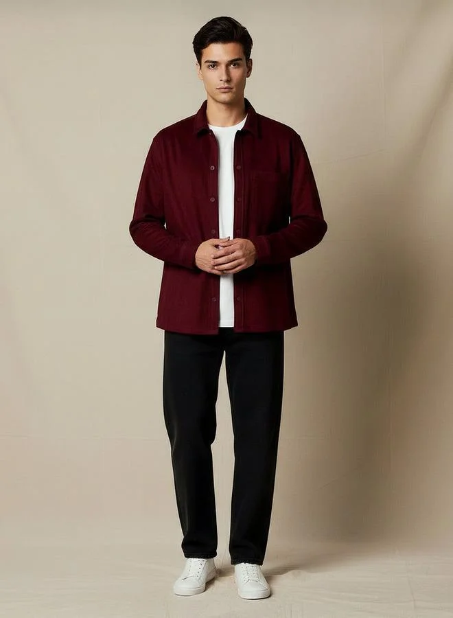 Splash FAV RED Men Regular Fit Suede Shacket for Men | Best Price UAE