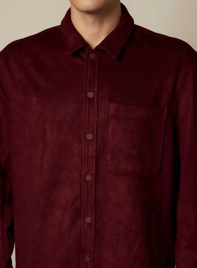 Splash FAV RED Men Regular Fit Suede Shacket for Men | Best Price UAE