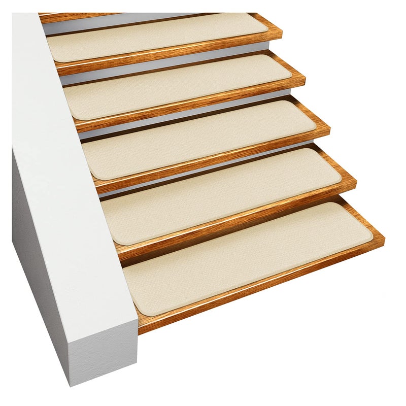 House, Home and More House Home and More Set of 15 SkidResistant Carpet Stair Treads  Ivory Cream  9 Inches X 36 Inches