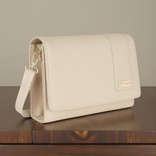 ALSU Women’s Vegan Leather Sling Bag| Stylish Crossbody Purse with Zipper Pocket & Card Slots | Magnetic Closure, Adjustable Strap| Premium Everyday Shoulder Bag for Women & Girls (Peach) - Image 3
